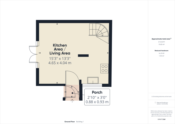 Floor Plan for 1 Bedroom Semi-Detached House for Sale in Broadfield, Crawley, RH11 9NY, RH11, 9NY - Guide Price &pound230,000