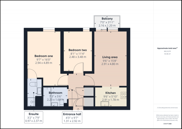 Floor Plan for 2 Bedroom Apartment for Sale in Three Bridges, Crawley, RH10, RH10, 1AR - Guide Price &pound240,000