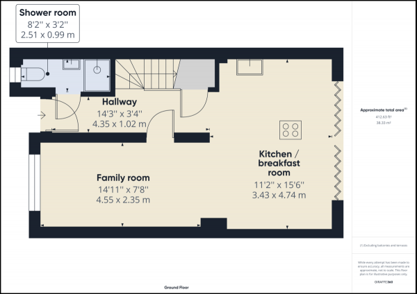 Floor Plan for 4 Bedroom Town House for Sale in Three Bridges, Crawley, RH10, RH10, 1UE -  &pound500,000