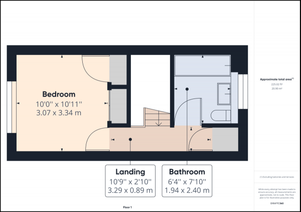 Floor Plan for 1 Bedroom Terraced House for Sale in Windmill Court, Crawley, RH10, 8NA - Guide Price &pound250,000