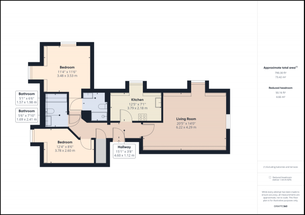 Floor Plan for 2 Bedroom Apartment for Sale in Pound Hill, Crawley, RH10, RH10, 3SG - Guide Price &pound270,000