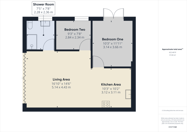 Floor Plan for 2 Bedroom Detached Bungalow for Sale in Horley, Surrey, RH6, RH6, 7EY - Guide Price &pound450,000