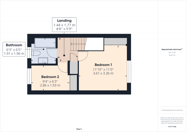 Floor Plan for 2 Bedroom Terraced House for Sale in Tollgate Hill, Crawley, RH11, RH11, 9QY - Guide Price &pound300,000