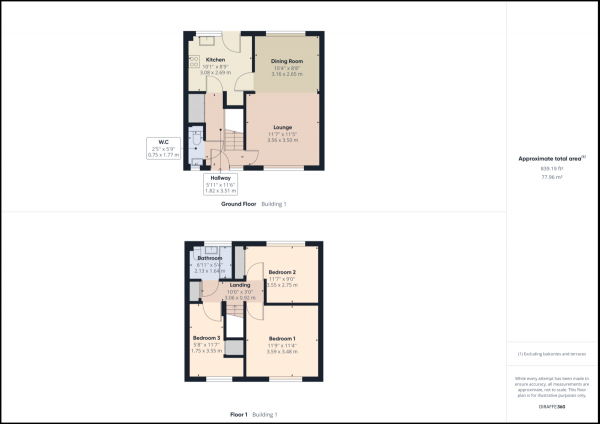 Floor Plan for 3 Bedroom Terraced House for Sale in Furnace Green, Crawley, RH10, RH10, 6SD -  &pound350,000