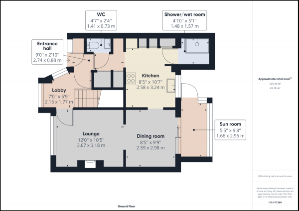 Floor Plan for 3 Bedroom Terraced House for Sale in Three Bridges, Crawley, RH10, RH10, 1RE - Guide Price &pound350,000