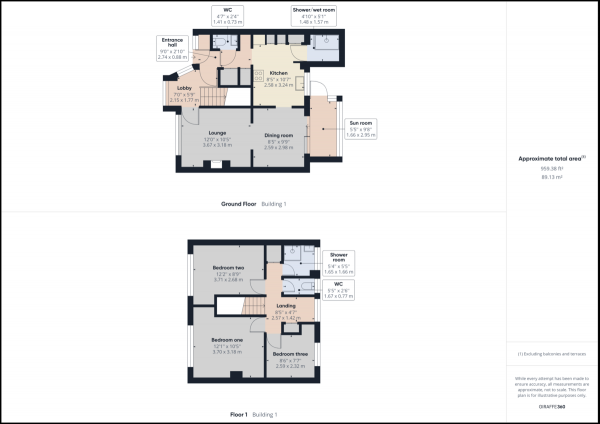 Floor Plan for 3 Bedroom Terraced House for Sale in Three Bridges, Crawley, RH10, RH10, 1RE - Guide Price &pound350,000