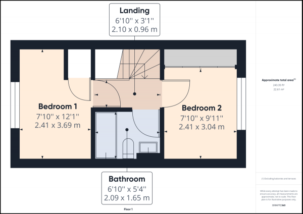 Floor Plan for 2 Bedroom Terraced House for Sale in Golding Close, Maidenbower, RH10, 7NL -  &pound340,000