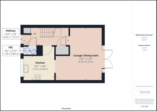 Floor Plan for 3 Bedroom Terraced House for Sale in Pound Hill, Crawley, RH10, RH10, 3NE - Guide Price &pound375,000