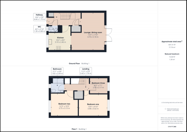 Floor Plan for 3 Bedroom Terraced House for Sale in Pound Hill, Crawley, RH10, RH10, 3NE - Guide Price &pound375,000