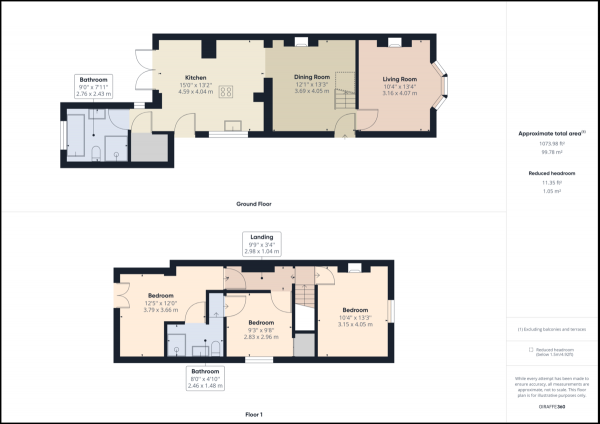 Floor Plan for 3 Bedroom Semi-Detached House for Sale in Smallfield, Surrey, RH6, RH6, 9JN - Offers in Excess of &pound450,000