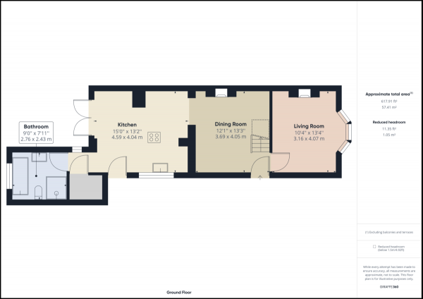 Floor Plan for 3 Bedroom Semi-Detached House for Sale in Smallfield, Surrey, RH6, RH6, 9JN - Offers in Excess of &pound450,000