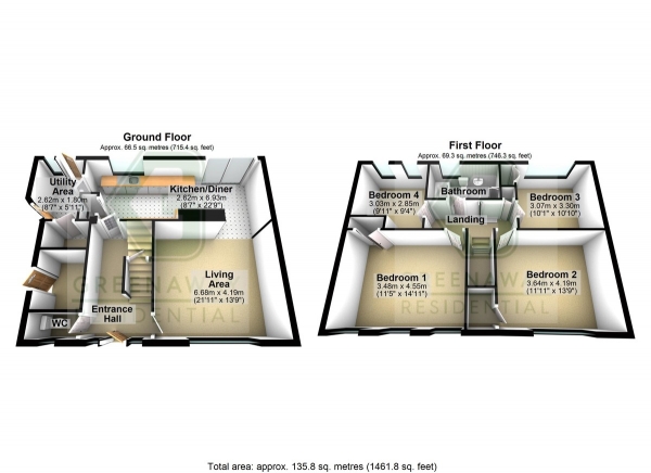 Floor Plan for 4 Bedroom Terraced House for Sale in West Green, Crawley, RH10, RH11, 7DT -  &pound425,000