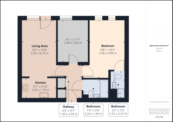 Floor Plan for 2 Bedroom Apartment for Sale in Three Bridges, Crawley, RH10, RH10, 1AU - Guide Price &pound230,000