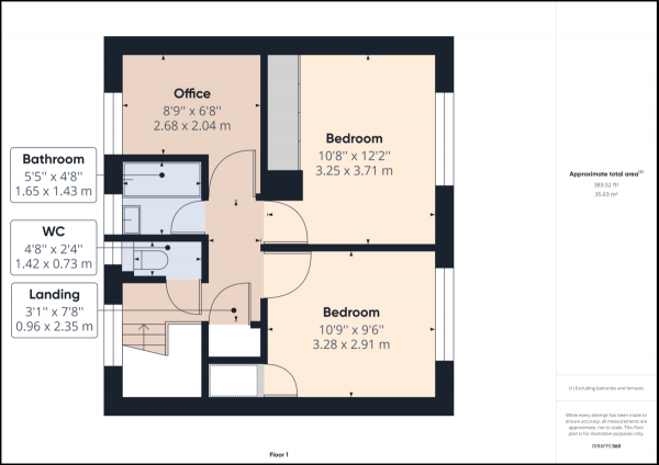 Floor Plan Image for 3 Bedroom Terraced House for Sale in Pound Hill, Crawley, RH10