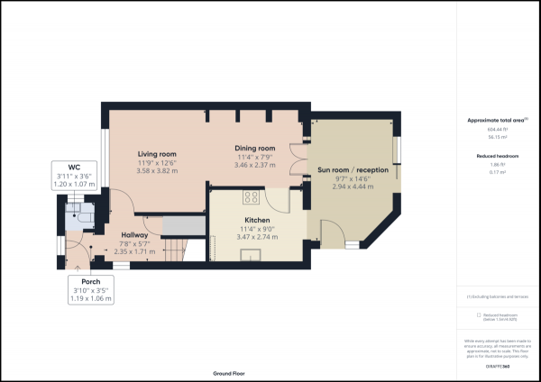 Floor Plan for 3 Bedroom Semi-Detached House for Sale in Pound Hill, Crawley, RH10, RH10, 3DA - Guide Price &pound450,000