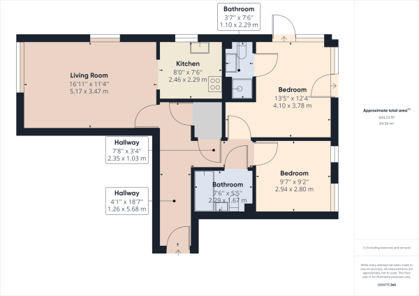 Floor Plan Image for 2 Bedroom Apartment for Sale in Commonwealth Drive, Three Bridges