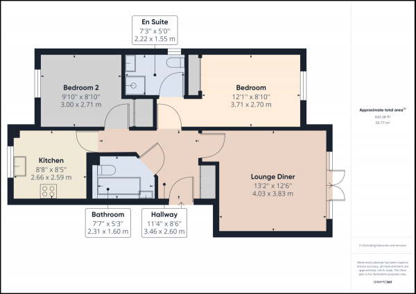 Floor Plan for 2 Bedroom Ground Flat for Sale in Maidenbower, Crawley, RH10, RH10, 7QH - Guide Price &pound260,000