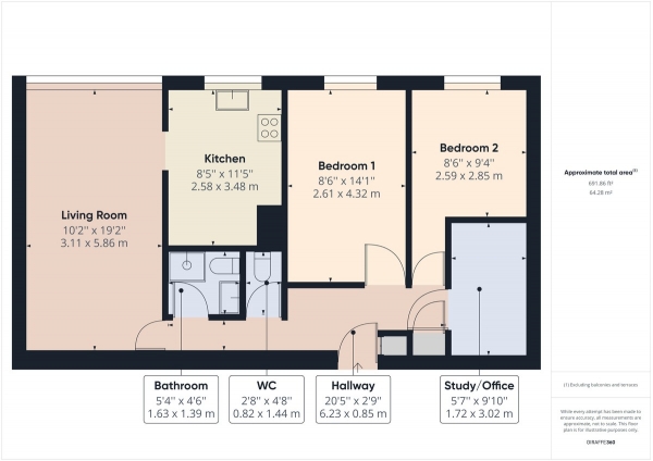 Floor Plan Image for 2 Bedroom Apartment for Sale in Pound Hill, Crawley, RH10