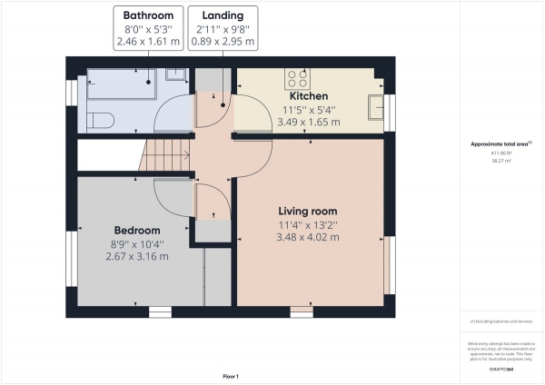 Floor Plan Image for 1 Bedroom Maisonette for Sale in Maidenbower, Crawley, RH10