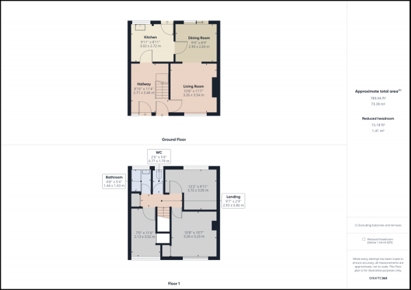 Floor Plan for 3 Bedroom Terraced House for Sale in Tilgate, Crawley, RH10, RH10, 5EE - Guide Price &pound325,000