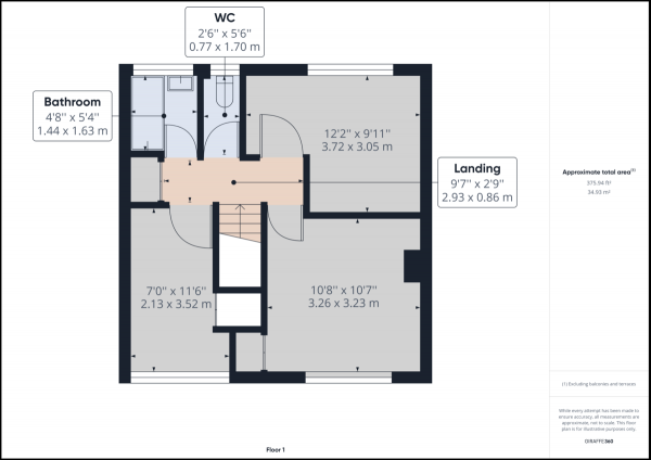 Floor Plan for 3 Bedroom Terraced House for Sale in Tilgate, Crawley, RH10, RH10, 5EE - Guide Price &pound325,000