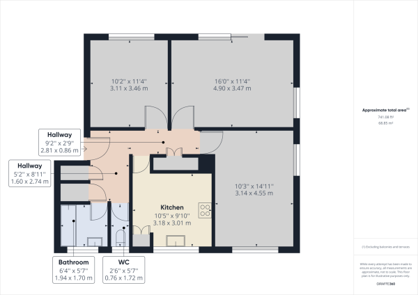 Floor Plan Image for 2 Bedroom Flat for Sale in East Grinstead, West Sussex, RH19