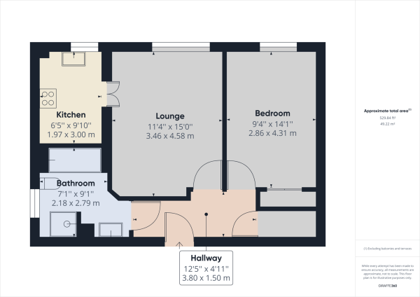 Floor Plan for 1 Bedroom Apartment for Sale in Fairfield Road, East Grinstead, RH19, 4HD - Offers in Excess of &pound100,000