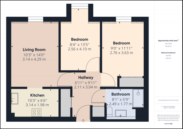 Floor Plan for 2 Bedroom Apartment for Sale in East Grinstead, West Sussex, RH19, 4EZ -  &pound160,000