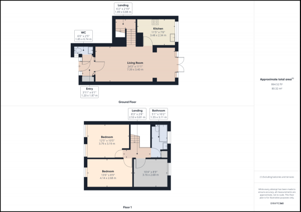 Floor Plan for 3 Bedroom Terraced House for Sale in Brook Close, East Grinstead, RH19, 3XZ - Guide Price &pound450,000