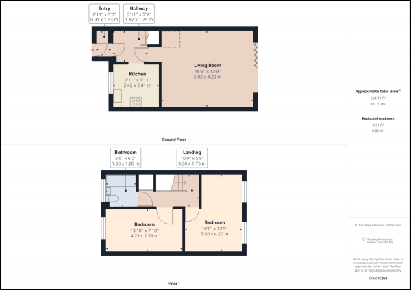 Floor Plan for 2 Bedroom Terraced House for Sale in South Godstone, Surrey, RH9, RH9, 8ET - Guide Price &pound360,000