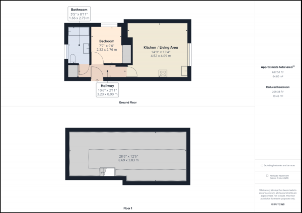 Floor Plan for 1 Bedroom Apartment for Sale in East Grinstead, West Sussex, RH19, 4PQ -  &pound275,000