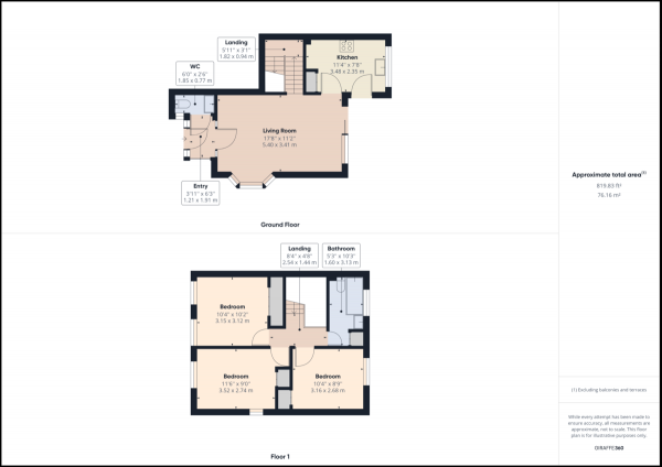 Floor Plan Image for 3 Bedroom End of Terrace House to Rent in Waterside, East Grinstead