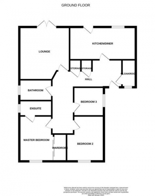 Floor Plan Image for 3 Bedroom Detached Bungalow for Sale in Darnell Close, Bradwell