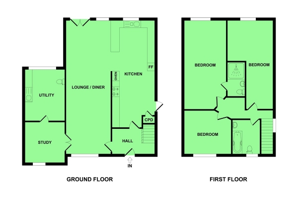 Floor Plan Image for 3 Bedroom Detached House for Sale in Siskin Close, Bradwell