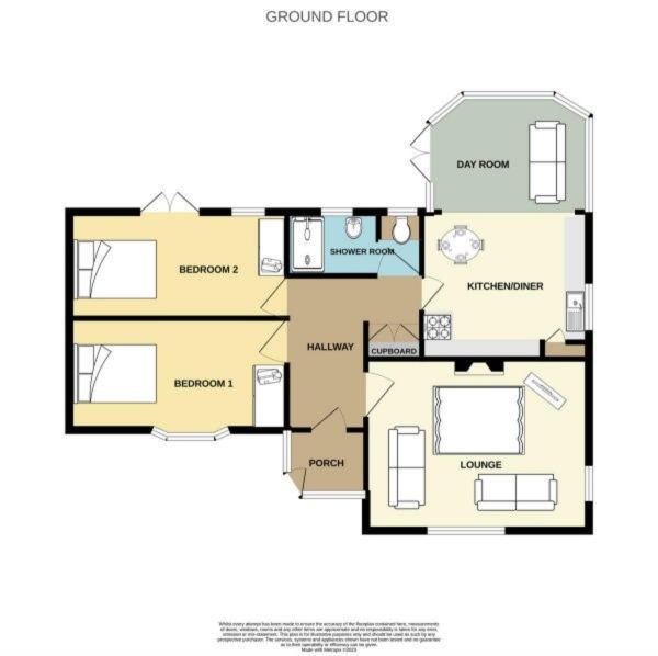 Floor Plan Image for 2 Bedroom Detached Bungalow for Sale in Rackhams Corner, Corton, Lowestoft