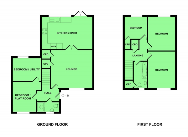 Floor Plan for 3 Bedroom Detached House for Sale in Mallard Way, Bradwell, NR31, 8LX -  &pound315,000
