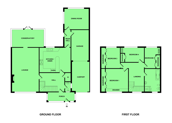 Floor Plan Image for 4 Bedroom Detached House for Sale in Marguerite Close, Bradwell