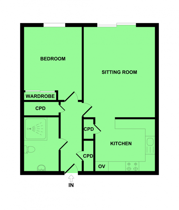 Floor Plan Image for 1 Bedroom Ground Flat for Sale in Meadow Court, Links Road, Gorleston