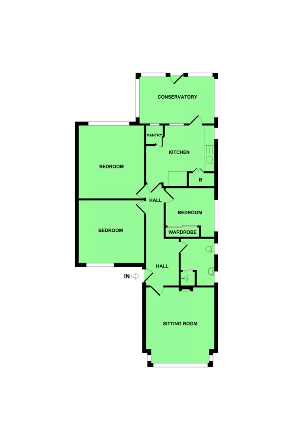 Floor Plan Image for 3 Bedroom Semi-Detached Bungalow for Sale in Chestnut Avenue, Bradwell