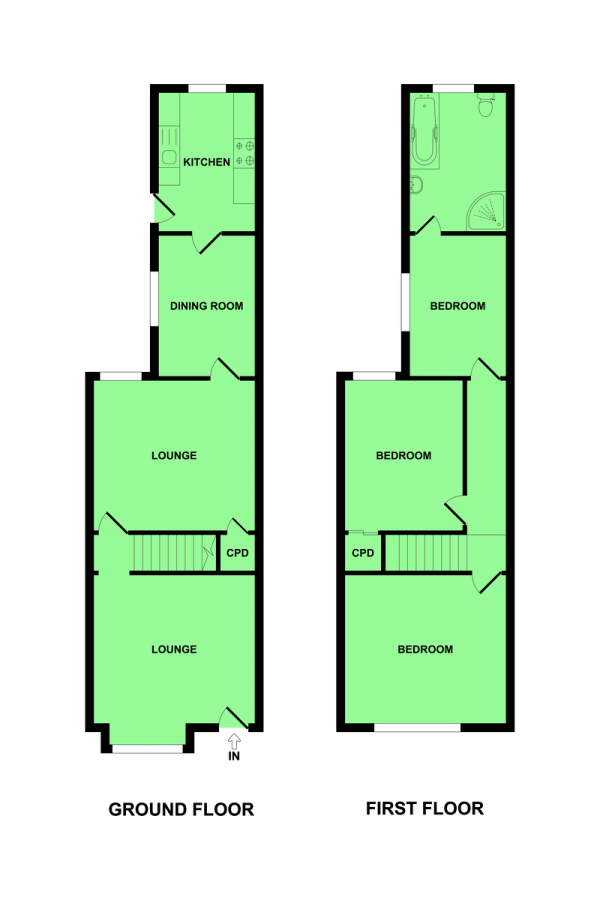 Floor Plan Image for 3 Bedroom Terraced House for Sale in Albany Road, Southtown