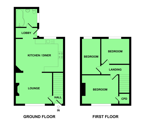 Floor Plan Image for 3 Bedroom Terraced House for Sale in Suffolk Road, Gorleston