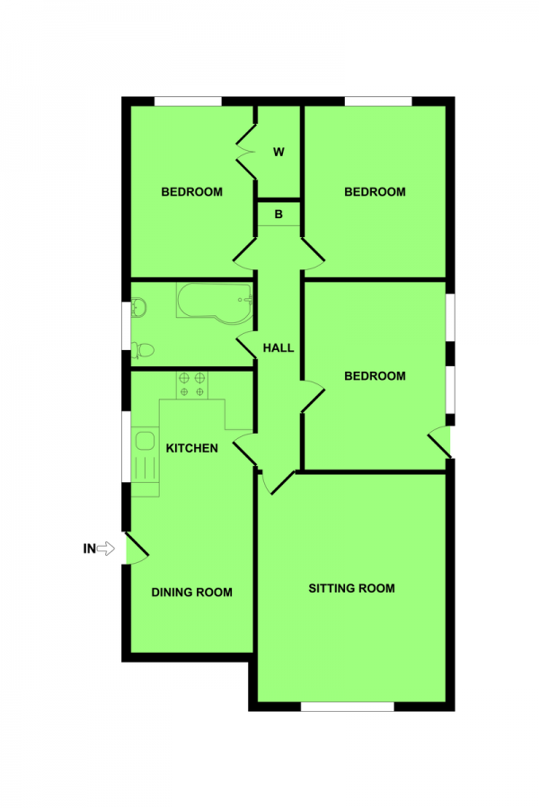 Floor Plan Image for 3 Bedroom Detached Bungalow for Sale in Tern Gardens, Bradwell