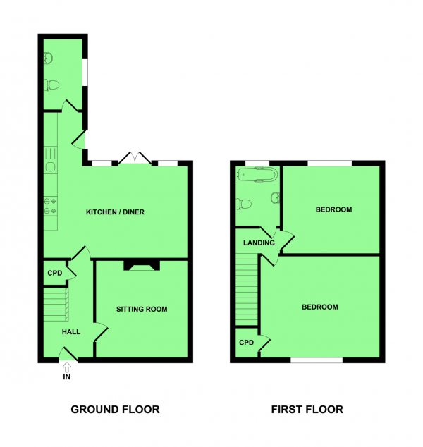 Floor Plan Image for 2 Bedroom Terraced House for Sale in Kings Road, Gorleston