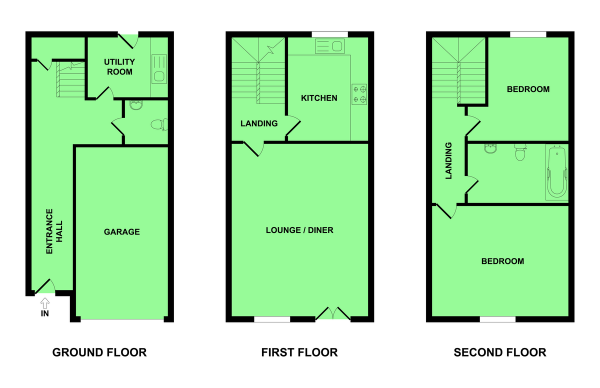 Floor Plan Image for 2 Bedroom End of Terrace House for Sale in Vincent Close, Cobholm