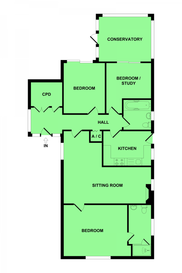 Floor Plan Image for 3 Bedroom Detached Bungalow for Sale in The Naze, Belton