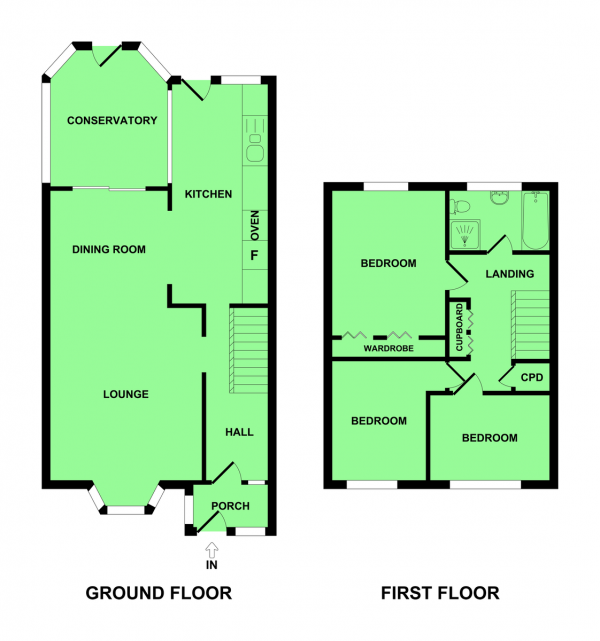 Floor Plan Image for 3 Bedroom End of Terrace House for Sale in Kingfisher Close, Bradwell