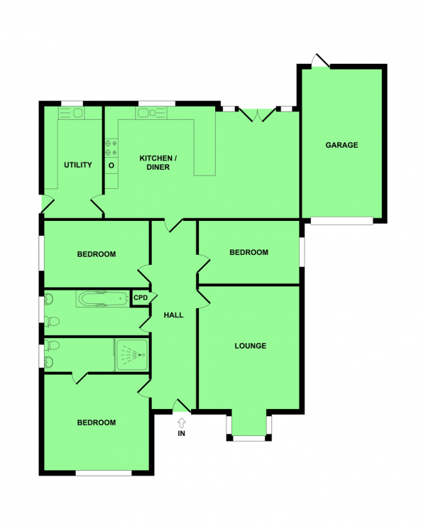 Floor Plan Image for 3 Bedroom Detached Bungalow for Sale in off Beccles Road, Bradwell