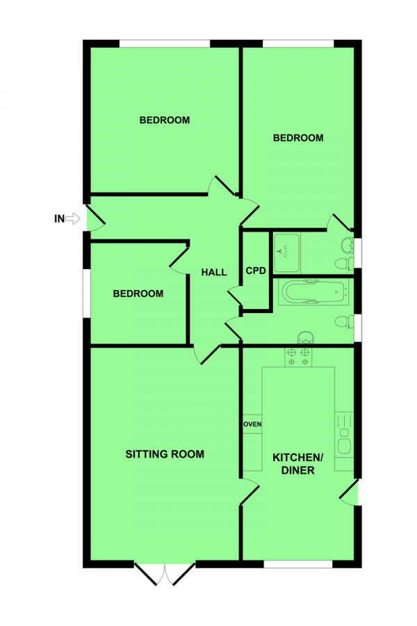 Floor Plan Image for 3 Bedroom Detached Bungalow for Sale in off Beccles Road, Bradwell