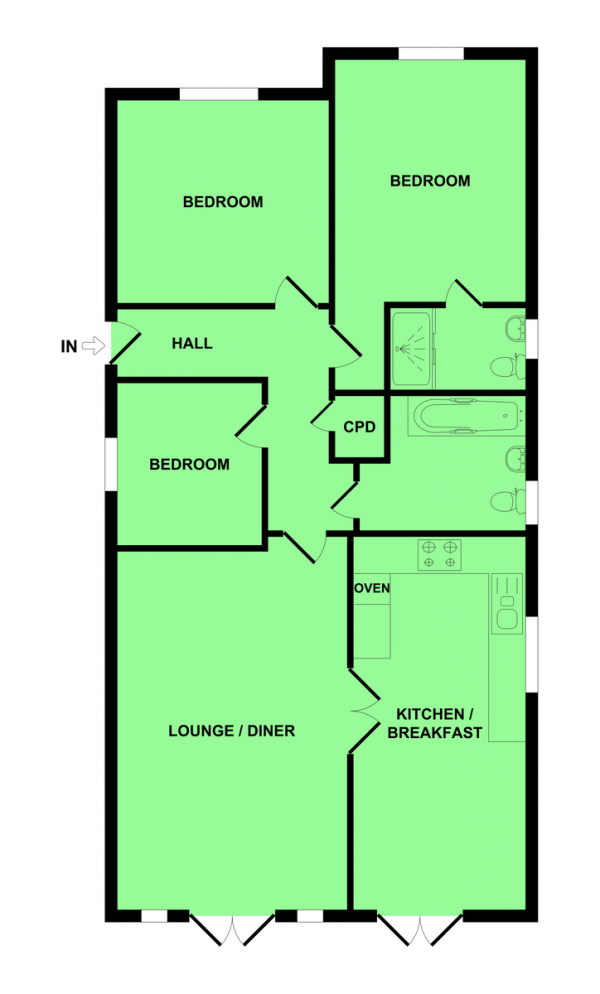 Floor Plan Image for 3 Bedroom Detached Bungalow for Sale in off Beccles Road, Bradwell