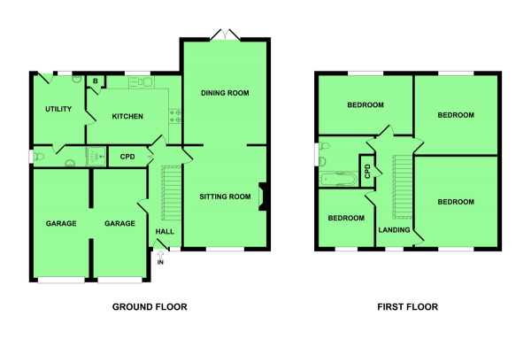 Floor Plan Image for 4 Bedroom Detached House for Sale in Wren Drive, Bradwell